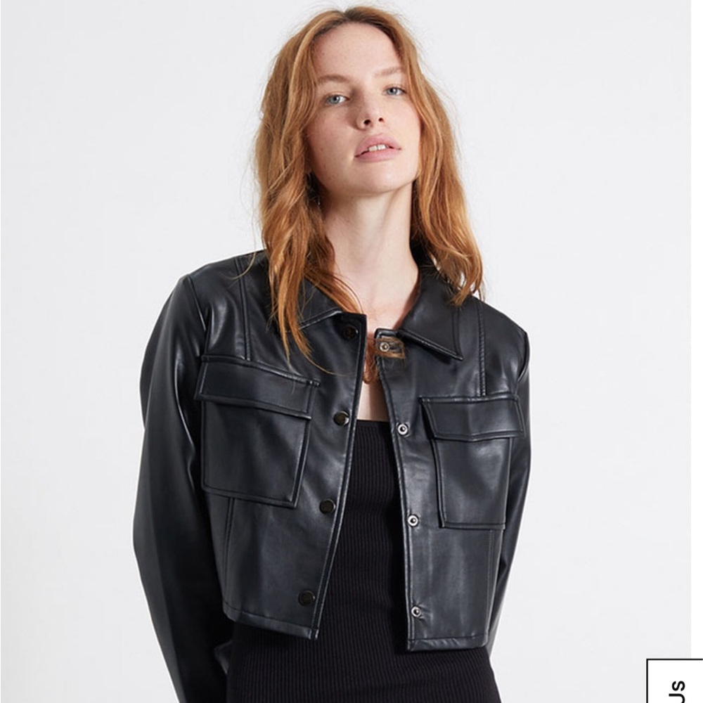 pacsun faux leather cropped jacket